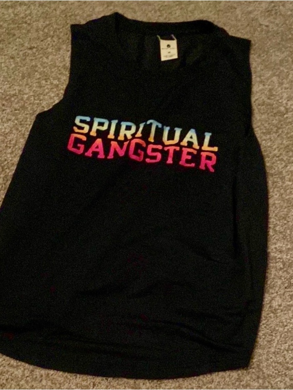 Spiritual Gangster Black Tank Top with Pink Logo Medium